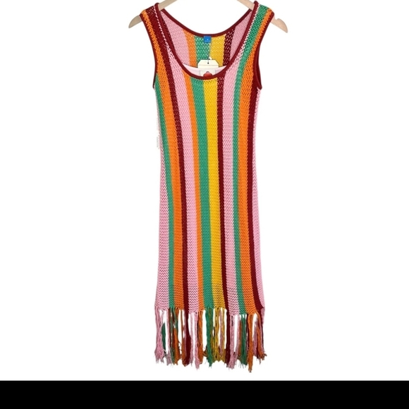 Multicolor Striped Fringe Dress - Picture 6 of 7